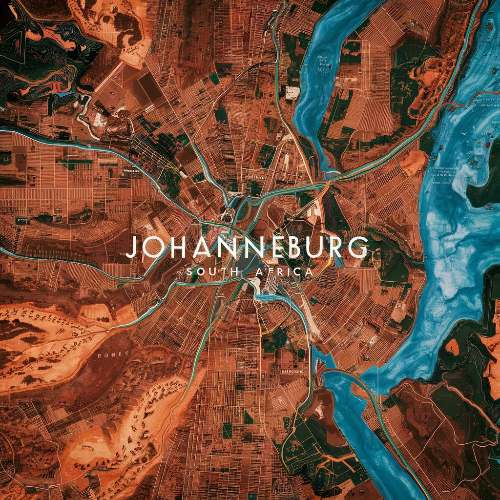 A graphic image of the Johannesburg South Africa map